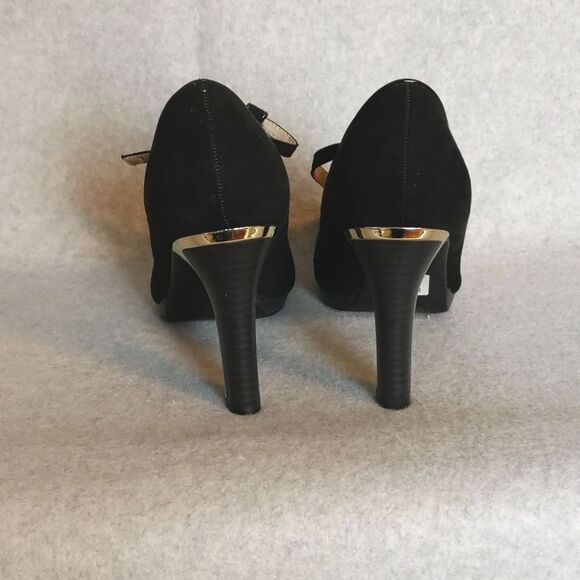 CATO Black Suede Gold Heels Women's size 9M - Picture 5 of 8